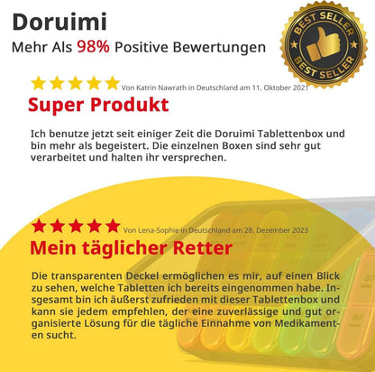 Tablettenbox 7 Tage Klein Medikamentenbox 3 Fächer - Farbig & Feuchtigkeitsfest