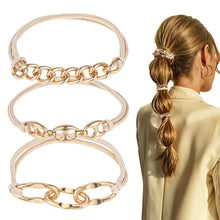 3er Set Goldene Elastische Metall Haarbänder Haargummi Damen