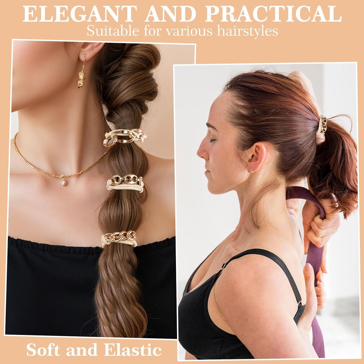3er Set Goldene Elastische Metall Haarbänder Haargummi Damen