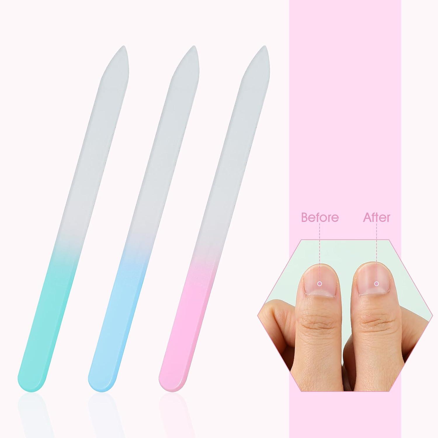 Glasfeile Nägel Set Naturnägel Maniküre Etui Nagelpflege 3 Stück