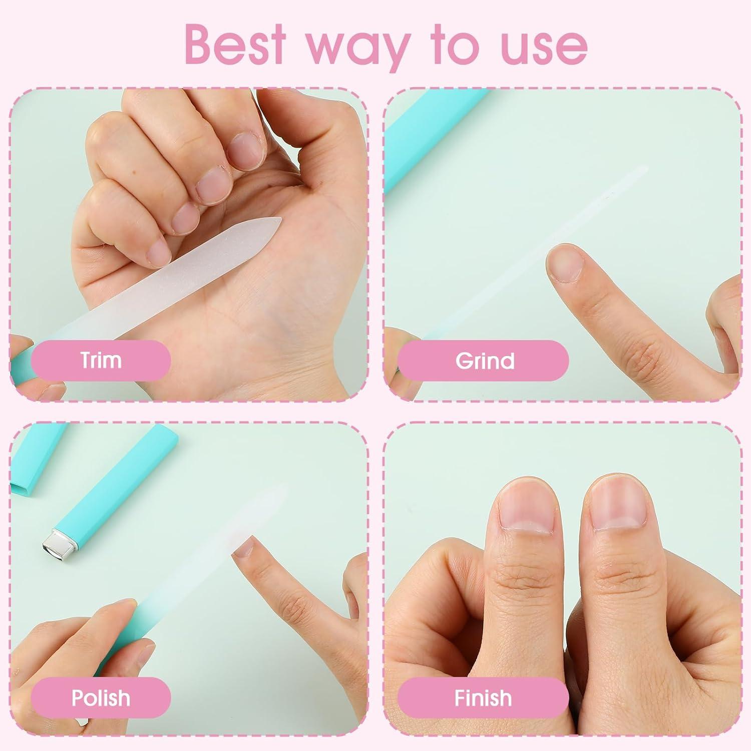 3er Set Glasfeilen Nagelfeile Naturnägel Maniküre Etui Pflege