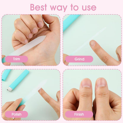 3er Set Glasfeilen Nagelfeile Naturnägel Maniküre Etui Pflege