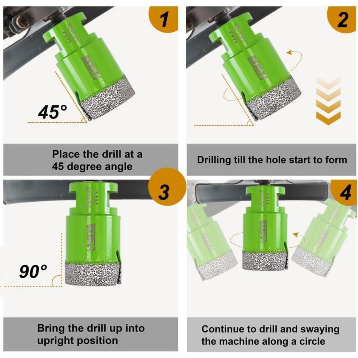 Diamant Fliesenbohrer Set 12tlg. M14 für Fliesen, Marmor, Granit