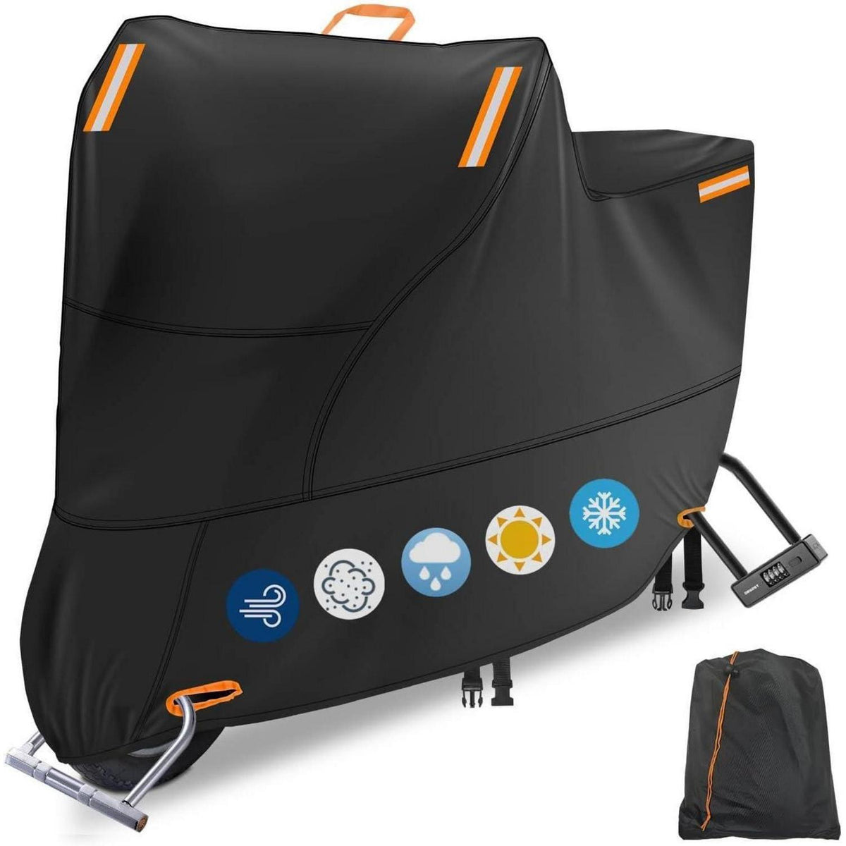 Motorradabdeckung 300D Orange 2XL wasserdicht winddicht reflektierend