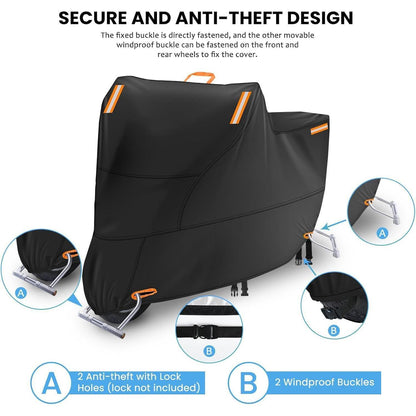 Motorradabdeckung 300D Orange 2XL wasserdicht winddicht reflektierend