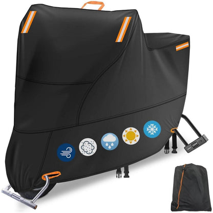 Wasserdichte Motorradabdeckung 3XL Orange 300D Oxford mit Reflektoren