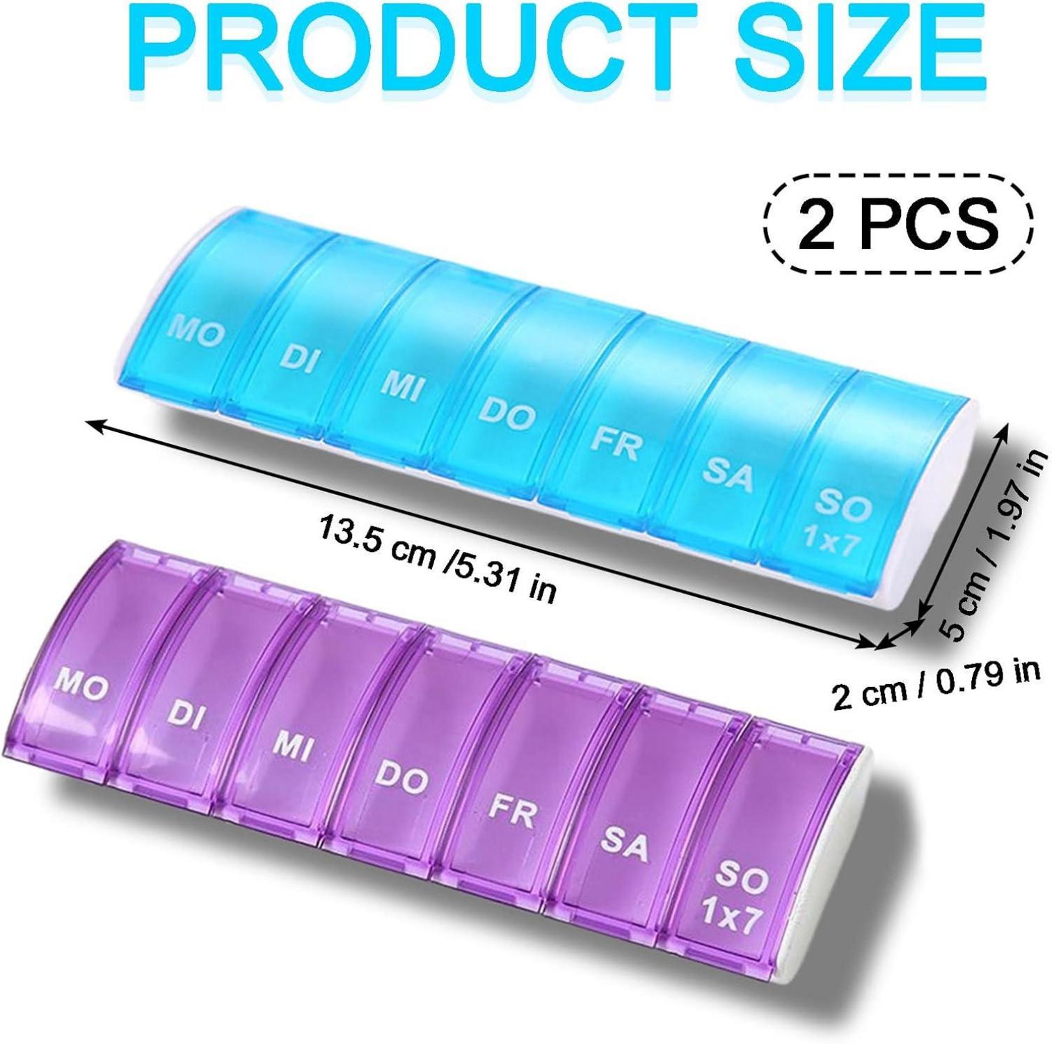 2er Set Pillendose 7 Tage für Vitamine und