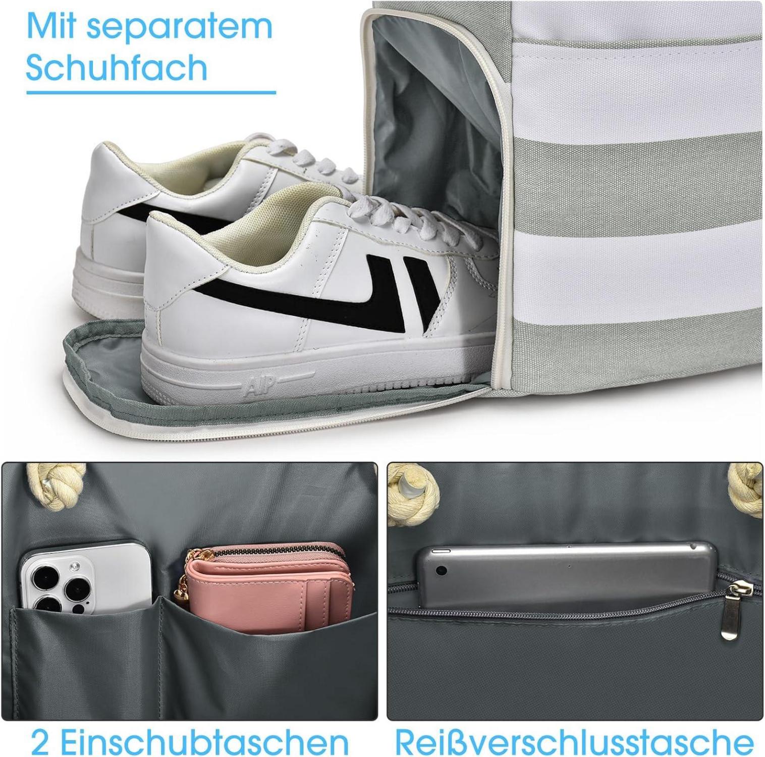 Große Wasserdichte Strandtasche mit Schuhfach für Damen