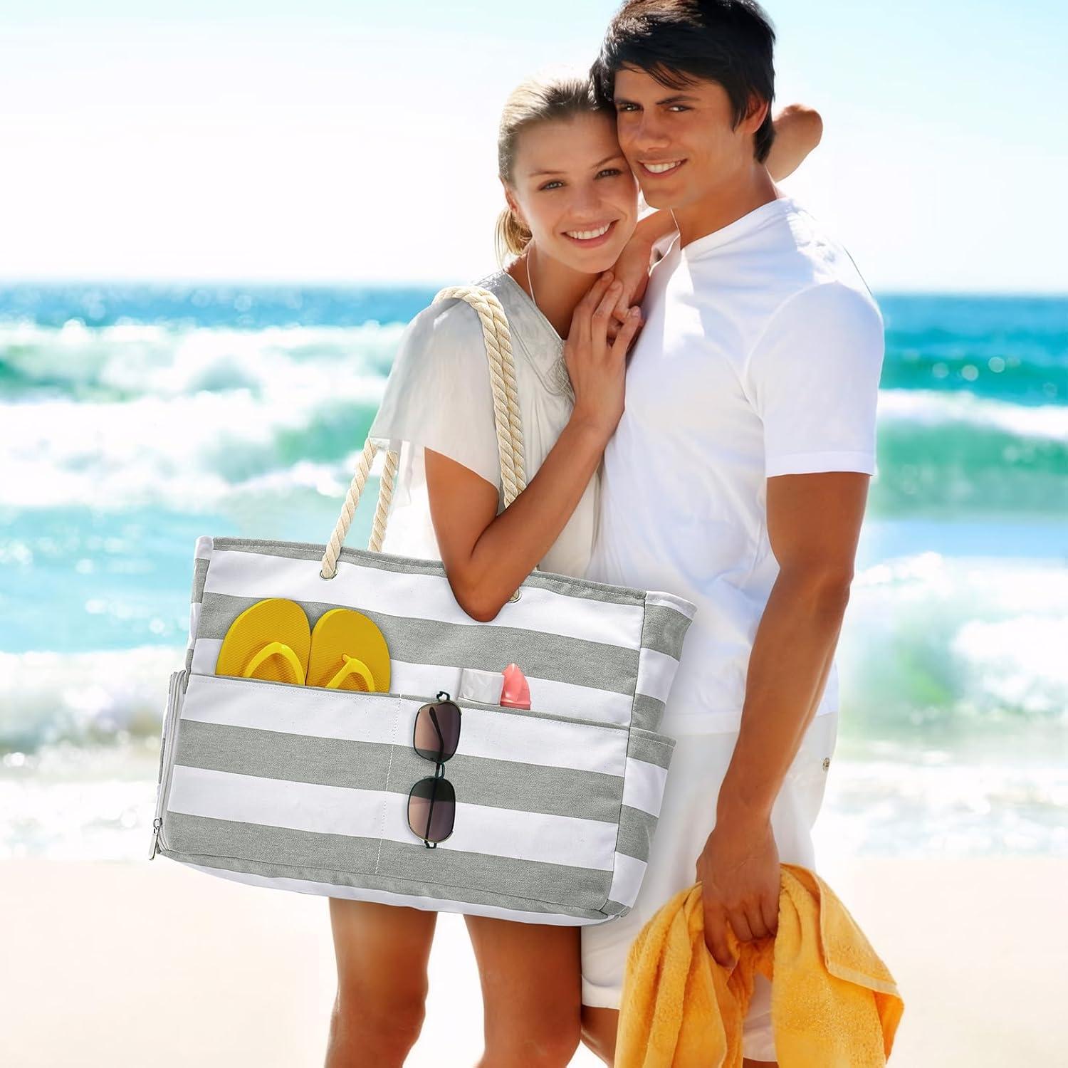 Strandtasche Damen Wasserdicht mit Schuhfach 8 Fächer 52x33x15cm