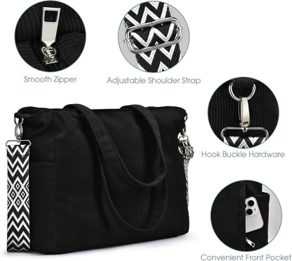 Große Cord Umhängetasche Damen Reise Shopper Handtasche