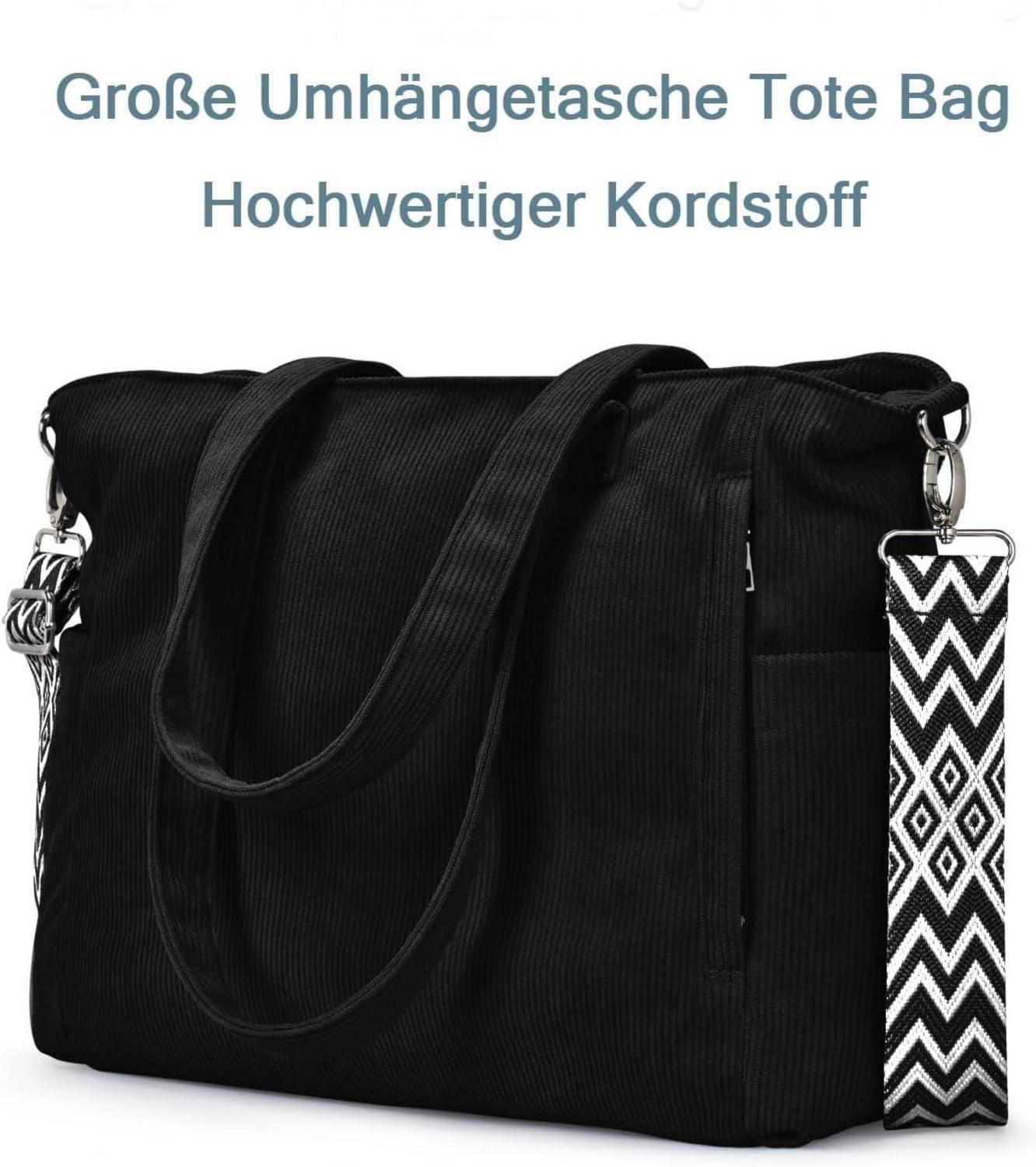 Oscaurt Cord Tote Bag Damen Umhängetasche Groß Reisen Einkaufen