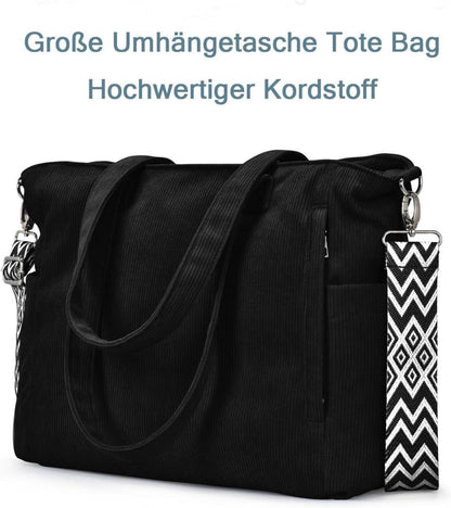 Oscaurt Cord Tote Bag Damen Umhängetasche Groß Reisen Einkaufen