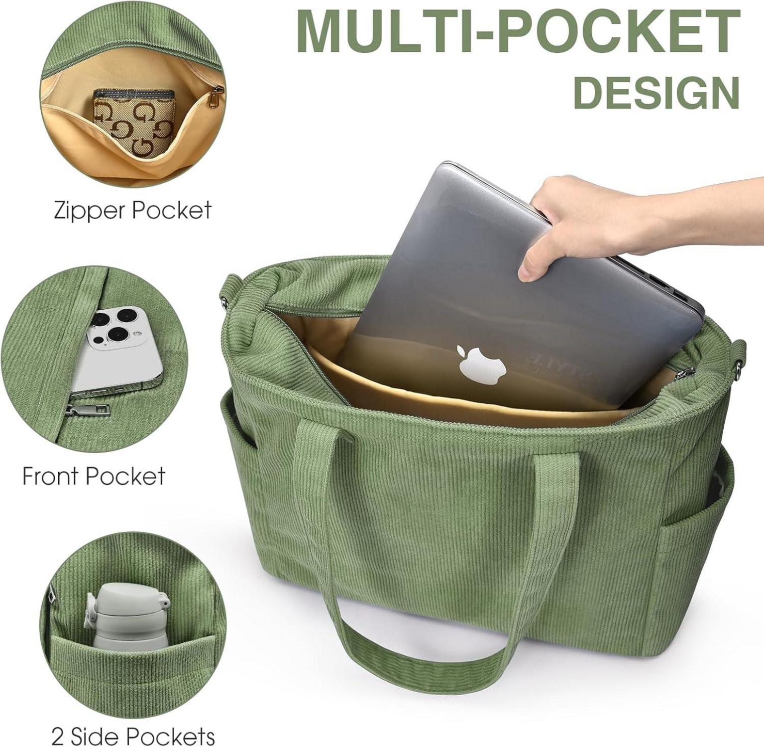 Damen Cord Umhängetasche mit Schultergurt, Große Handtasche