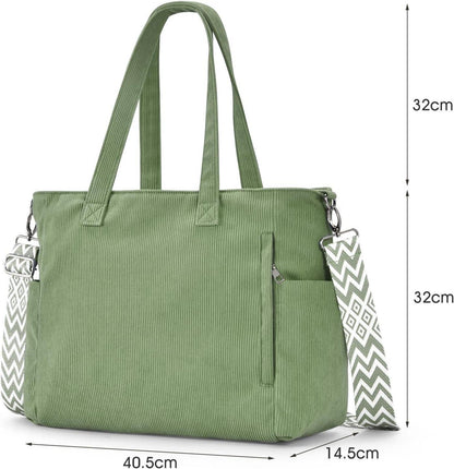 Oscaurt Damen Handtasche Cord Tote Bag Groß Crossbody Umhängetasche