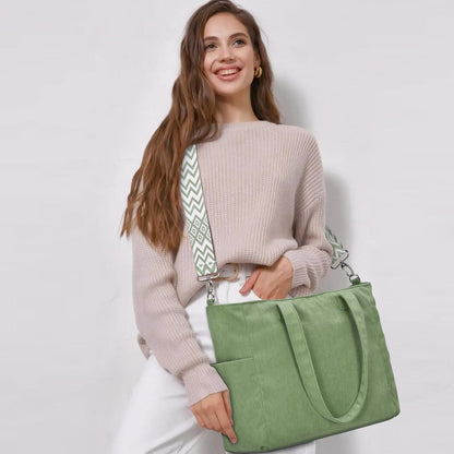 Damen Handtasche Cord Shopper Umhängetasche Tote Crossbody