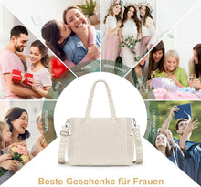 Damen Cord Umhängetasche Shopper Tote Bag Crossbody mit Schultergurt