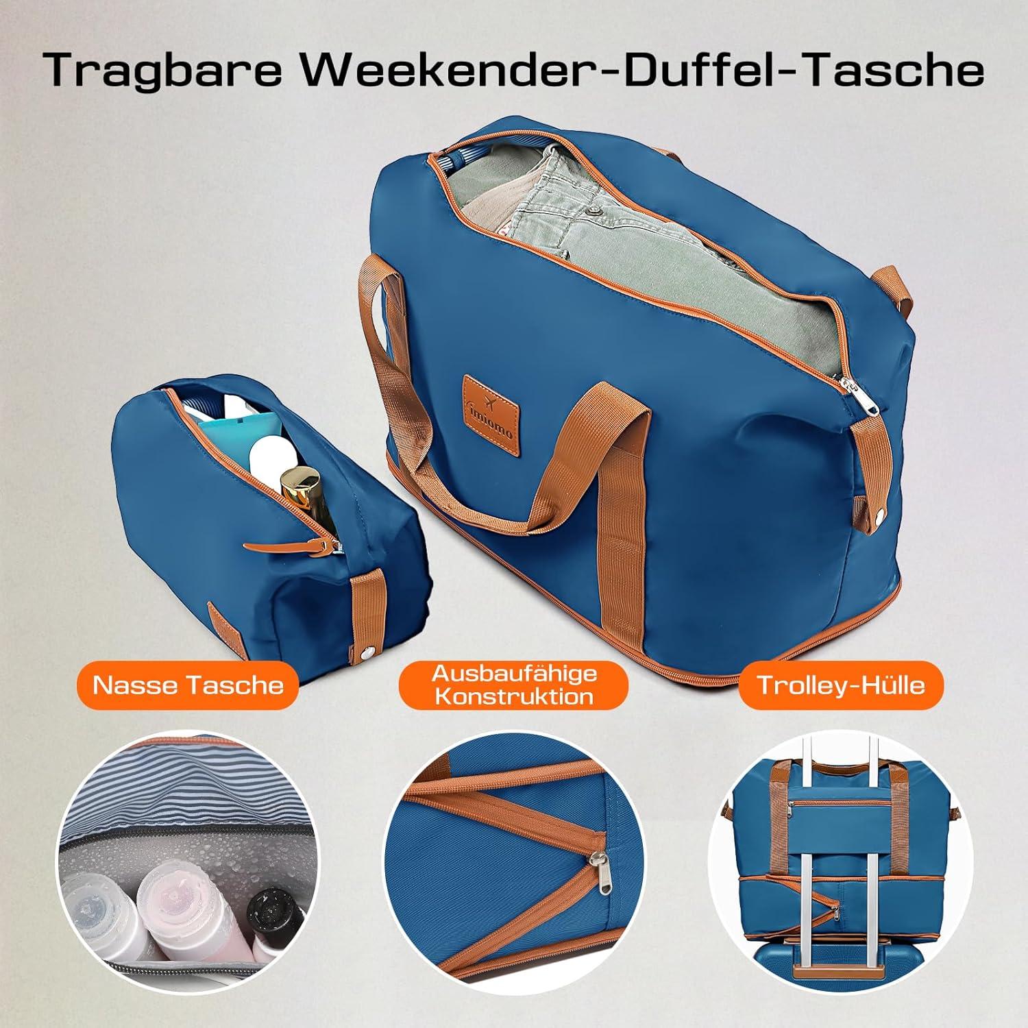 Joyway Koffer Trolley Set ABS Hartschalen Erweiterbar 4 Rollen TSA Blau M