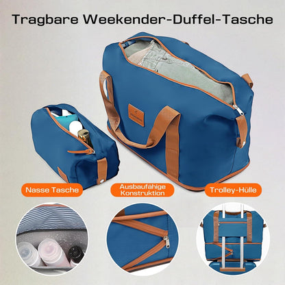 Joyway Koffer Trolley Set ABS Hartschalen Erweiterbar 4 Rollen TSA Blau M