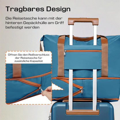 ABS Hartschalen Trolley Koffer Blau 4 Rollen TSA Schloss Erweiterbar