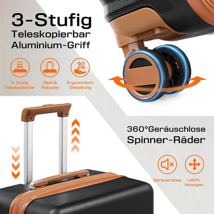 Joyway Koffer Trolley Reisekoffer ABS Hartschale 4 Rollen TSA Schloss Schwarz M