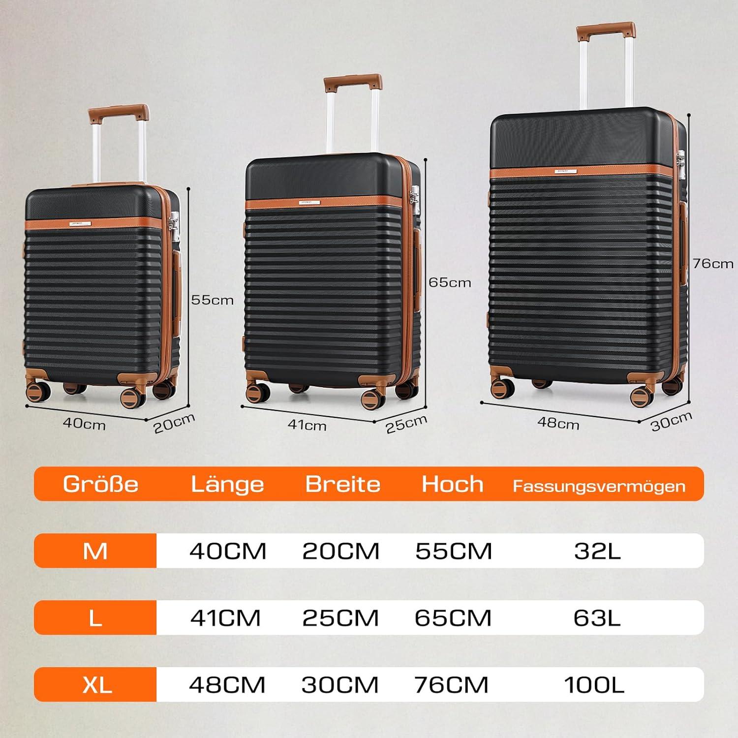 Joyway ABS Hartschalen Trolley Kofferset Reisekoffer 4 Rollen TSA Schloss