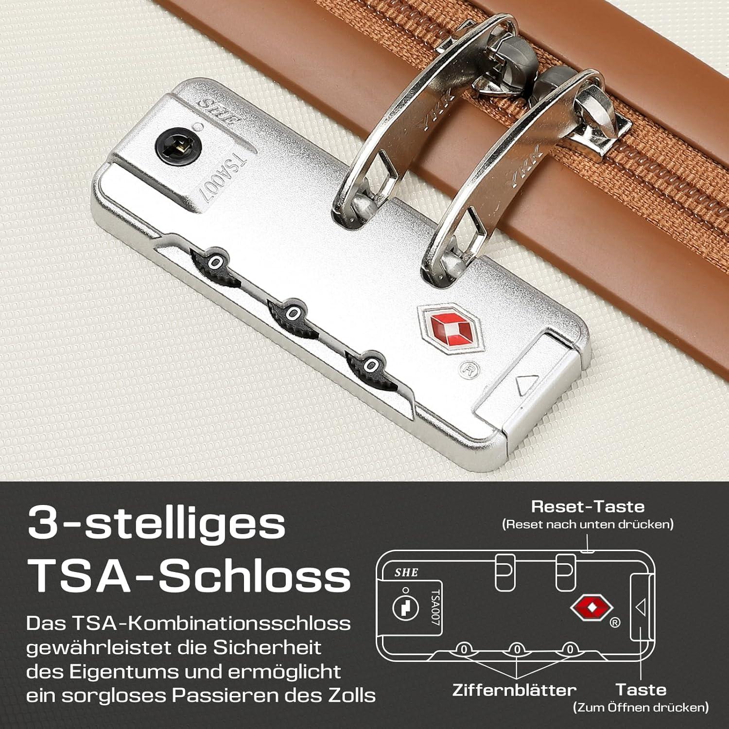 Handgepäck Koffer Trolley Reisekoffer ABS Hartschalen 4 Rollen TSA