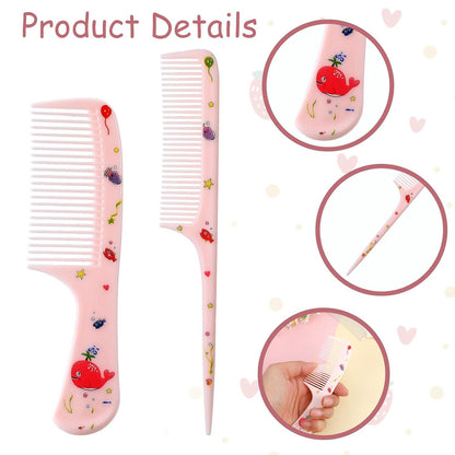 4-teiliges Niedliches Haarbürstenset für Mädchen Blau Rosa
