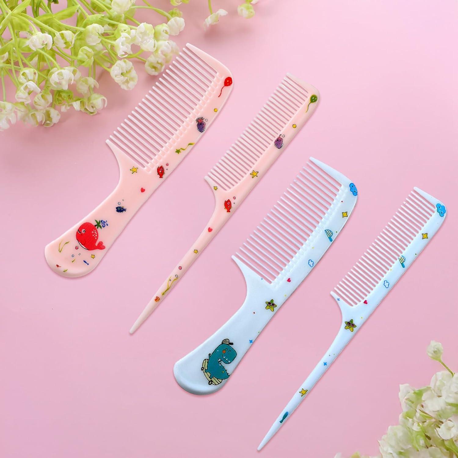 4er Set Haarbürste Mädchen Haarkamm Kunststoff Feine Zahnung Rattenschwanzkamm