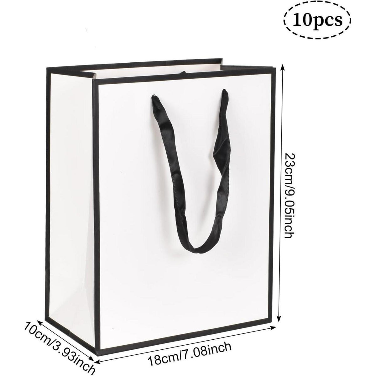 Geschenktüten Kraftpapier 10 Stück mit Henkel 18x10x23 cm Weiß