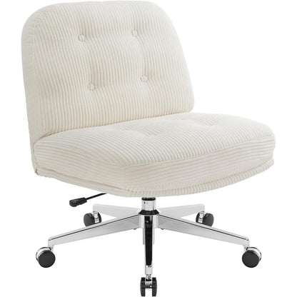 Ergonomischer Bürostuhl ohne Armlehne, Weiß mit Rollen