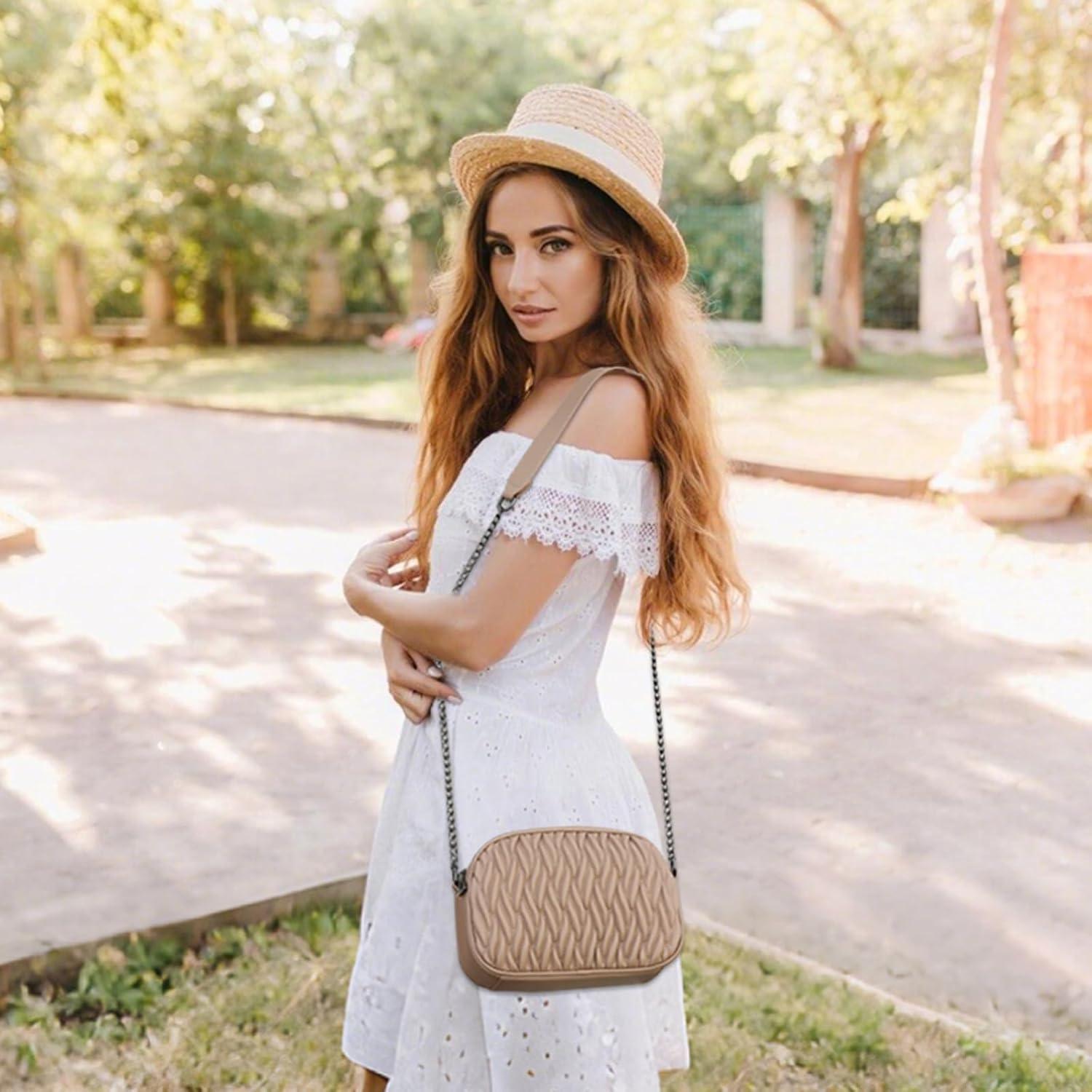 Leder Umhängetasche Damen Crossbody goldene Hardware