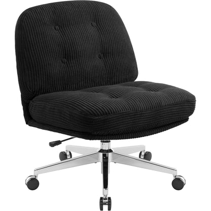 Ergonomischer Bürostuhl ohne Armlehne, Cord, Schwarz mit Rollen