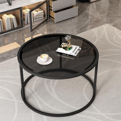 Runder Glas-Couchtisch Schwarz, Modernes Design, einfach zu montieren