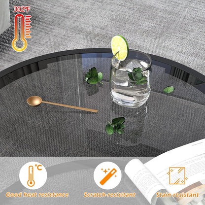 Runder Glas Couchtisch Schwarz 45x70 cm Minimalistisch Magnetisch