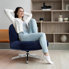 Bürostuhl ohne Armlehne Blau Großes Kissen Drehstuhl Home