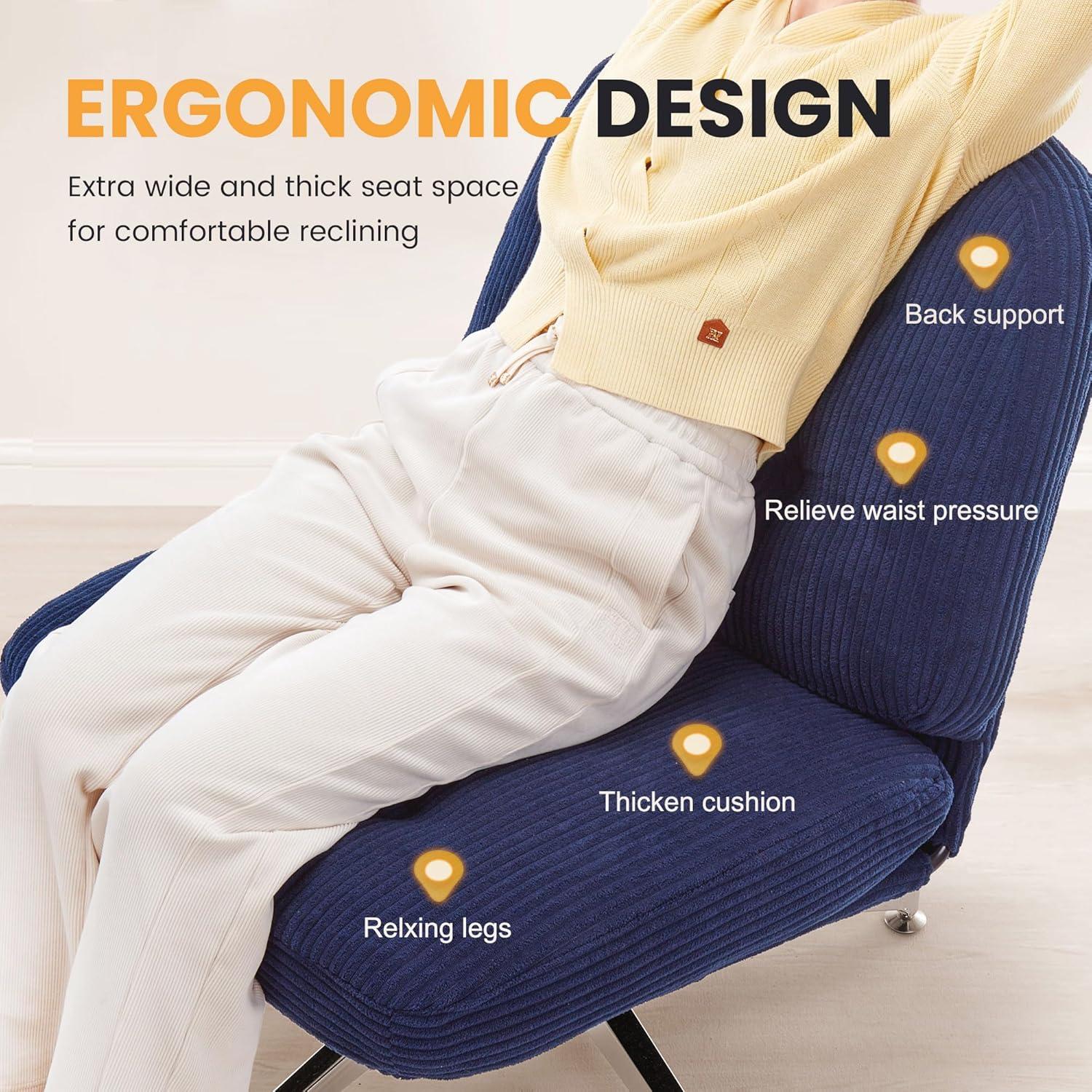IWMH Bürostuhl Blau ergonomisch Drehstuhl großes Kissen