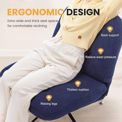 IWMH Bürostuhl Blau ergonomisch Drehstuhl großes Kissen