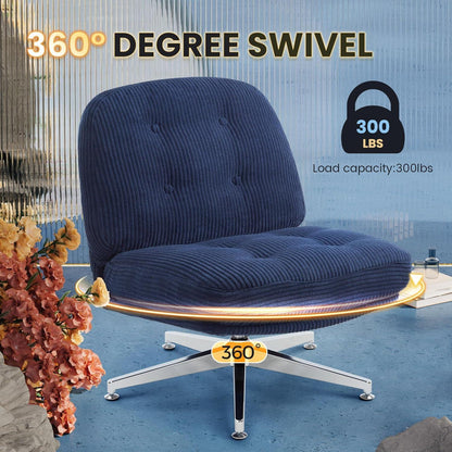 Bürostuhl Sessel Wohnzimmer Ergonomischer Drehstuhl großes Kissen Blau