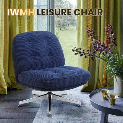 IWMH Bürostuhl Blau ergonomisch Drehstuhl großes Kissen