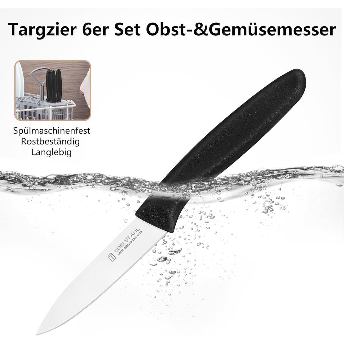 6-tlg. Edelstahl Obstmesser Set mit PP-Griff