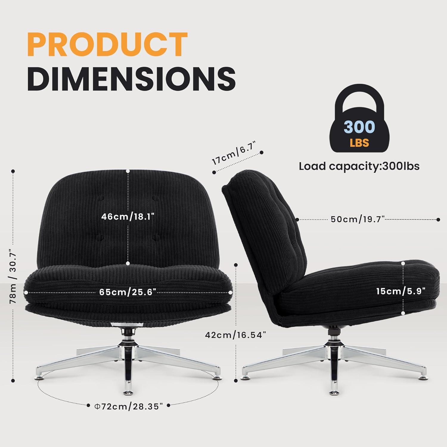 Ergonomischer Bürostuhl Schwarz mit Kreuzbeinen und großem Kissen