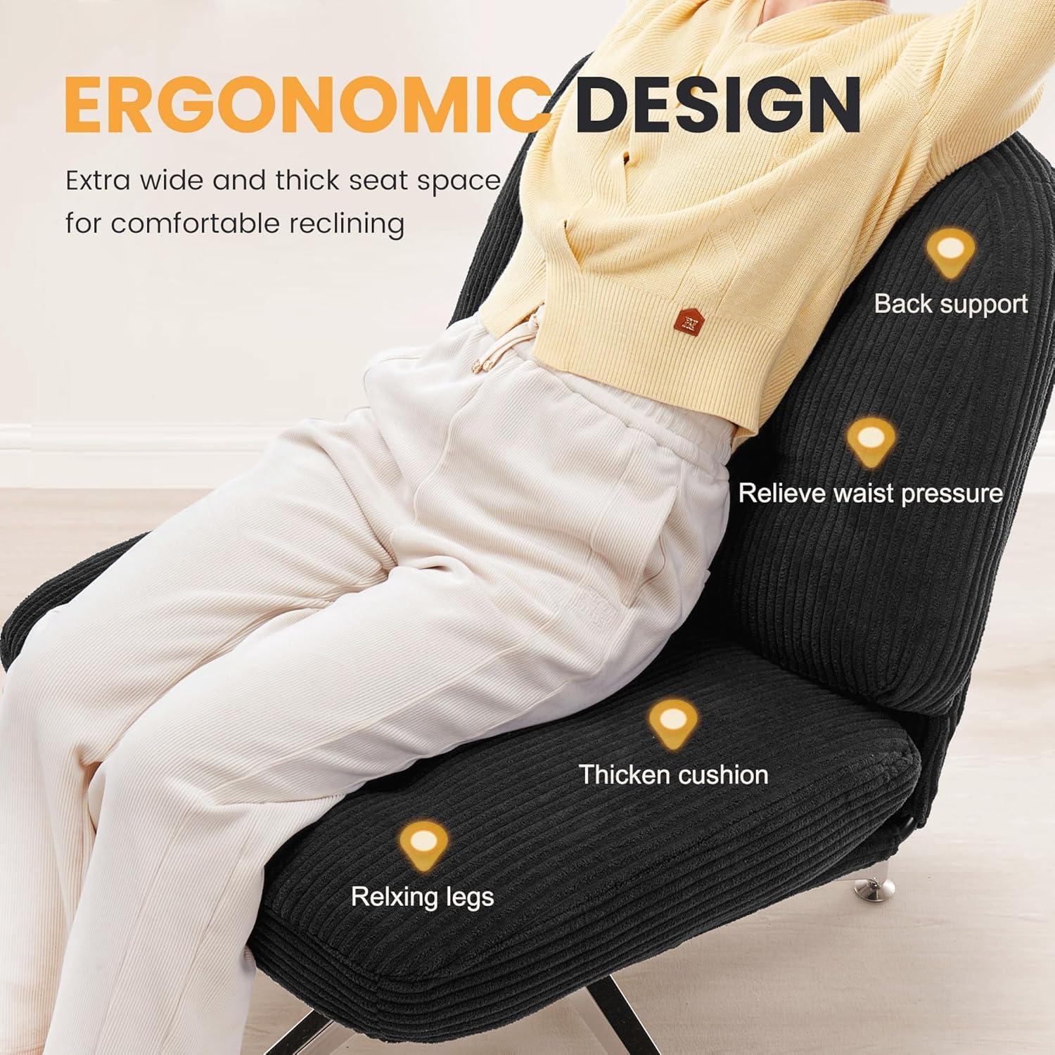 IWMH Bürostuhl ohne Armlehne Ergonomischer Drehstuhl Schwarz