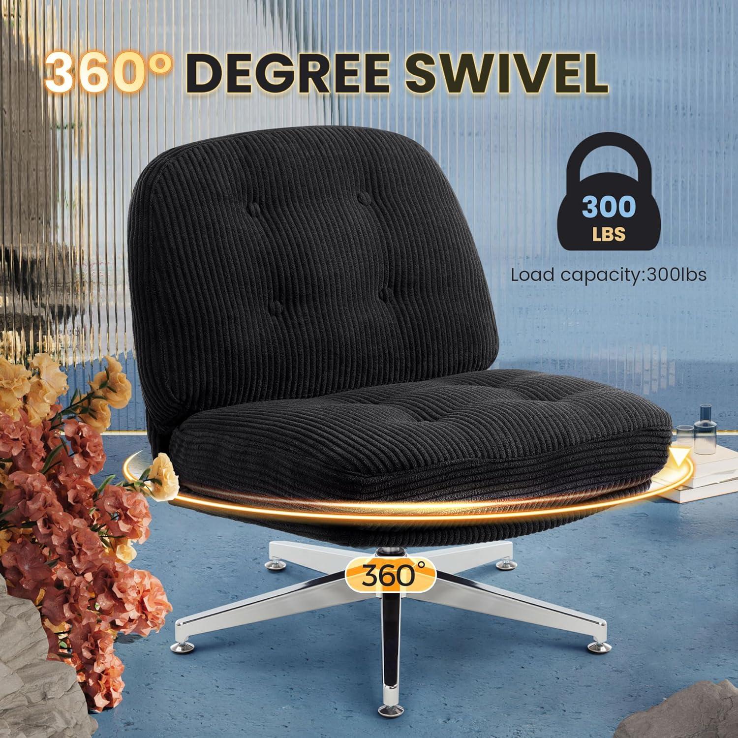Ergonomischer Bürostuhl Schwarz mit großem Kissen und Kreuzbeinen