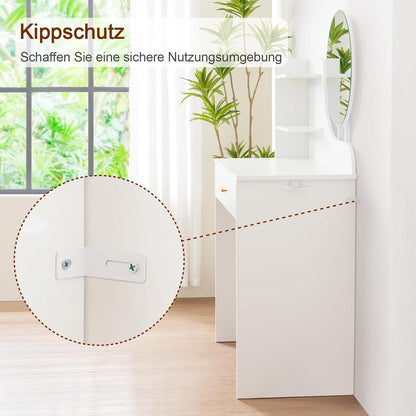 Schminktisch mit Spiegel und Haartrocknerhalter, modernes