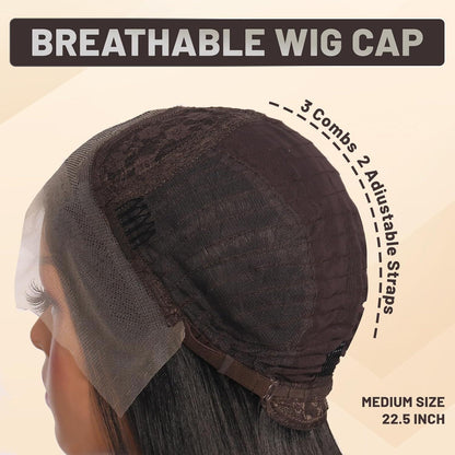 30 Zoll Schwarze Glatte Lace Front Perücke mit Kappe & Stirnband