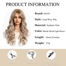 Blonde lange gewellte Perücke mit Vorhang Pony