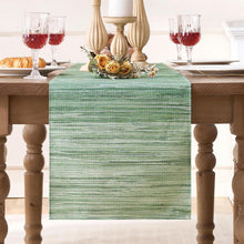 Grüner Tischläufer Leinen Boho 40x140 cm | Modern & Abwaschbar