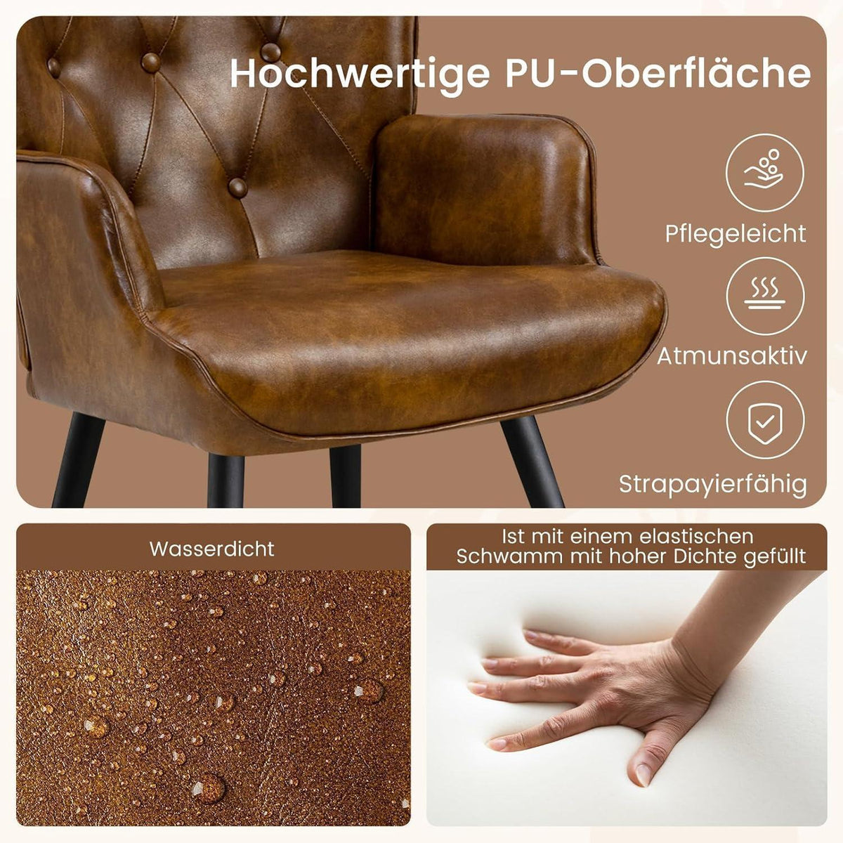 Ohrensessel Braun – Skandinavischer Relaxsessel mit hoher Rückenlehne