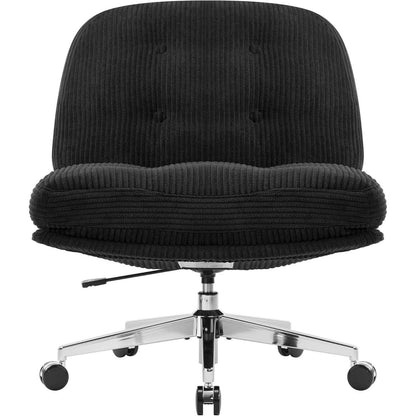 Ergonomischer Bürostuhl ohne Armlehnen, Schneidersitz-Sessel, Kordsamt, Schwarz