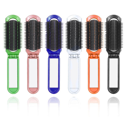 Mini Haarbürste 6er Set klappbar mit Spiegel und Farbauswahl